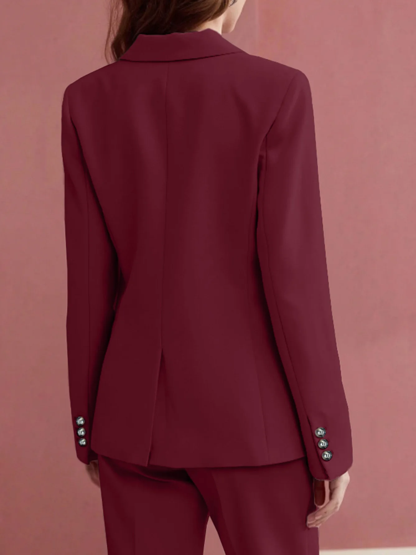 Damen-Anzug, elegant, einfarbig, für Pendler, Alltagskleidung, spitzes Revers, Jacke und hohe Taille, gerade Hose, zweiteiliger Anzug