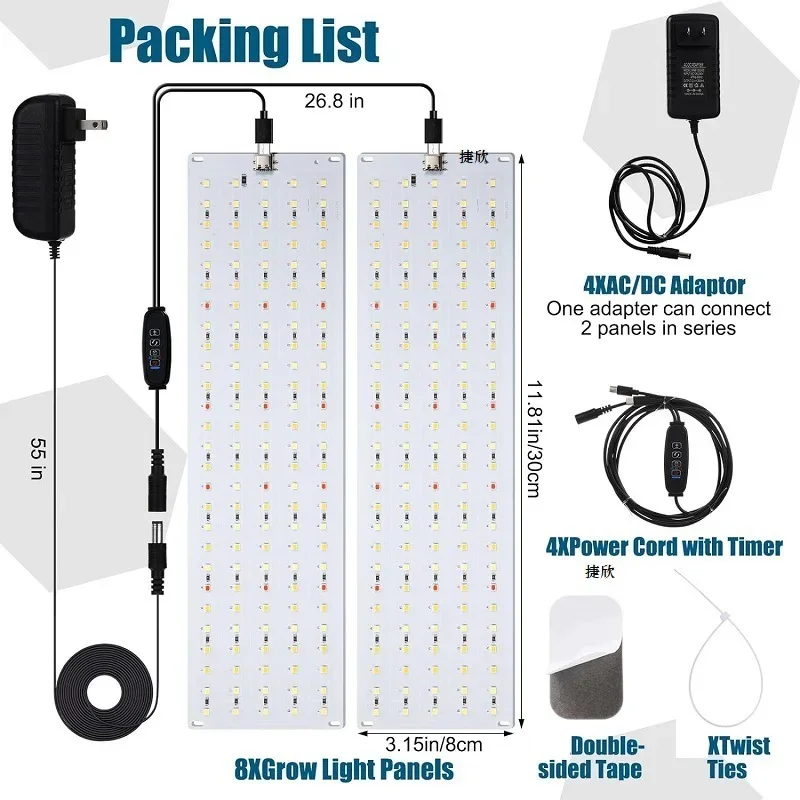 1-4PC LED Grow Panel Light Ultra-thin Full Spectrum Dimmable Timer Plant Light Under Cabinet Growing Lamp for Indoor Plants Rack