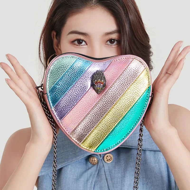 Heart Shaped Rainbow Bag Chain Shoulder Bag Heart Shaped Handbag Luxury Bag Fashion Women Crossbody Bags