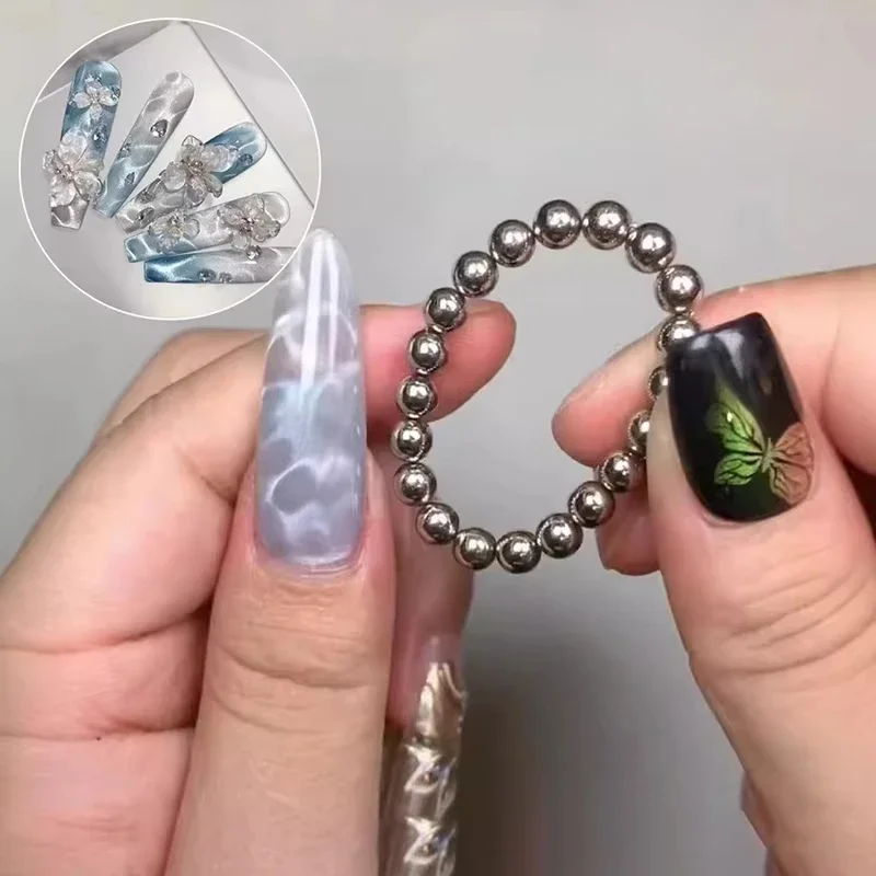 20pcs Magnet Cat Eyes Beads Magnet for Nail Gel Polish 3D Line Strip Effect Small Round Magnet Beads Manicure Art Design Tools