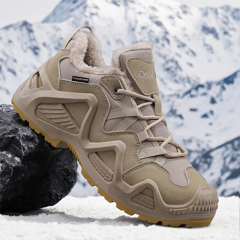

Уличные теплые меховые мужские армейские тактические ботинки для пустыни, мужская водонепроницаемая спортивная обувь для полевой охоты, пешего туризма, альпинизма и тренировок