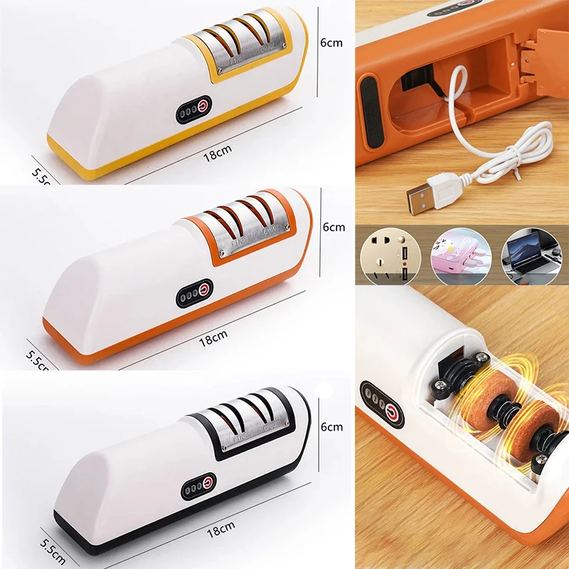 

2025 New 4 Gears Electric Professional Sharpening Stone Pocket Kitchen Knife Sharpener Automatic Kitchen Gadgets Non-slip Tools