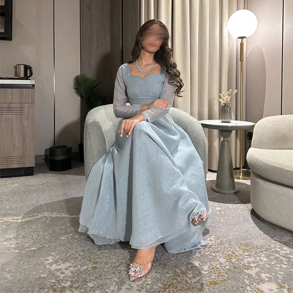 Customized Evening Dresses Long Sleeve A-line Illusion Vintage Prom Gown Exquisite Sweetheart Neck Formal Party Dress فساتين ال