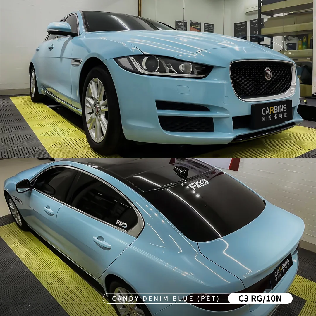 สติ๊กเกอร์ติดรถยนต์ Carbins 1.52*18 เมตร ลาย PET สีฟ้าเดนิม สำหรับตกแต่งรถยนต์