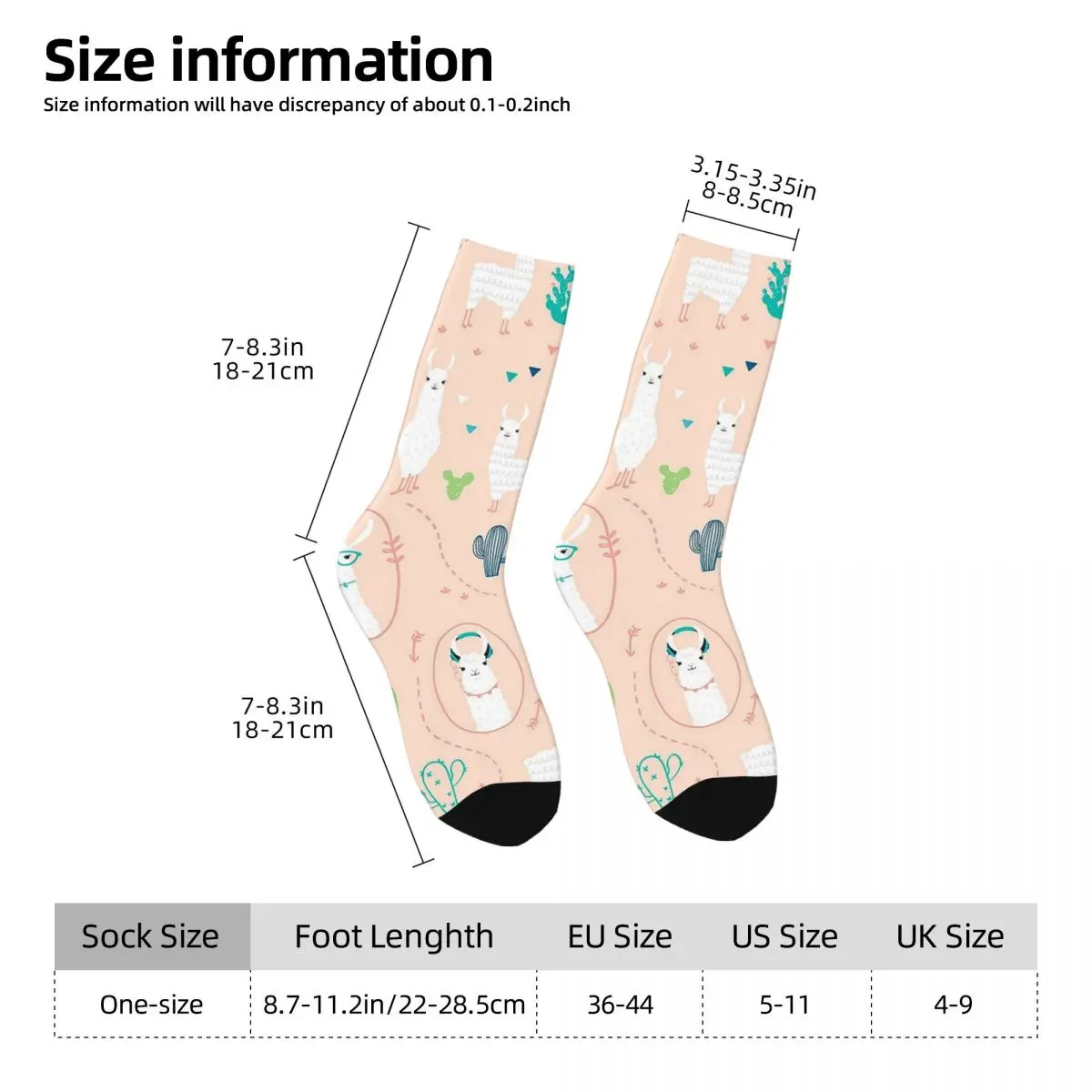 Cute Alpaca And Circle Pattern Socks Harajuku Super Soft Stockings All Season Long Socks for Unisex Valentine's Day Gifts