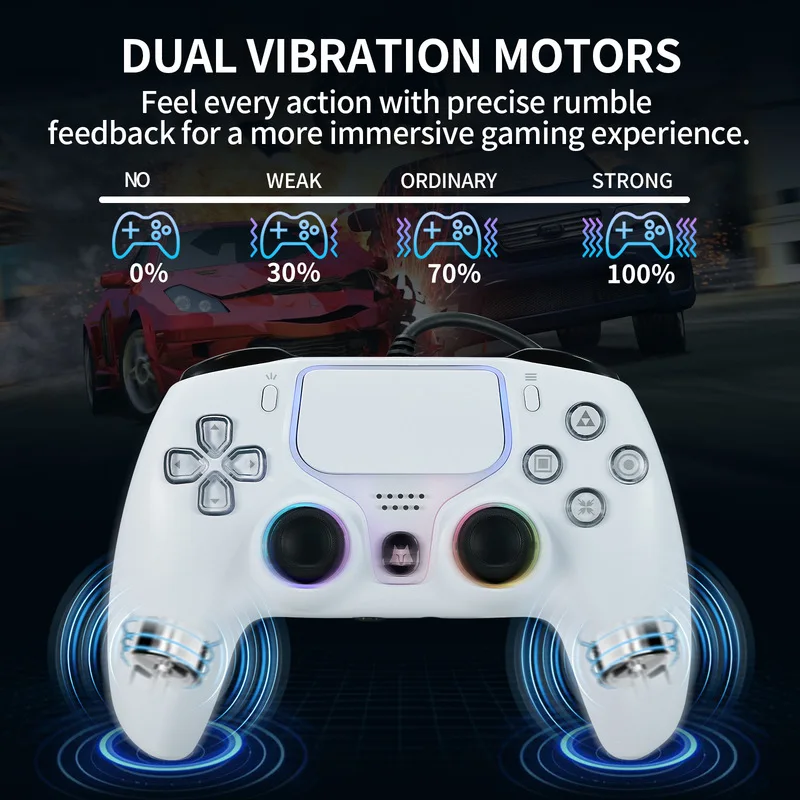 

Wired Gamepad Game Controller Compatible With Ps4/Pc Platform Gamepad Motion Sensing Game Hall Trigger Supports Pc Steam Mode