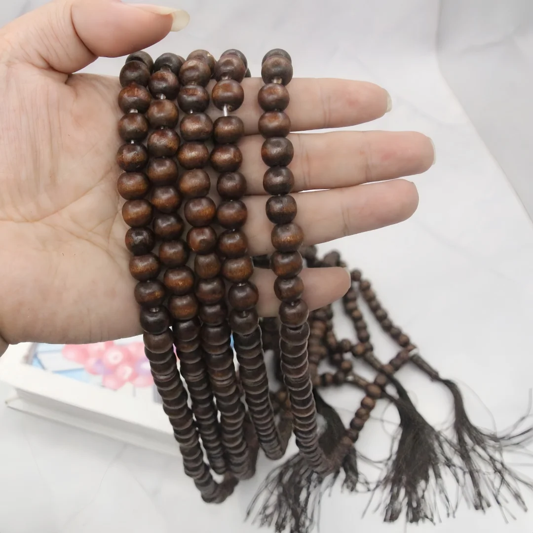 5pcs Sandalwood Tasbih 99 10mm Islamic Prayer Beads Tasbeeh Muslim Rosary Masbaha Tesbih Muslim Mala Worry Beads Prayer Counter