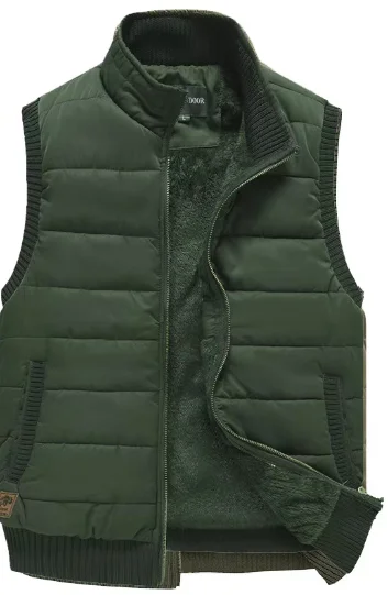 Men's Fleece-Lined Thickened Stand-Collar Vest, Sleeveless Vest, Warm and Versatile Autumn and Winter Outerwear