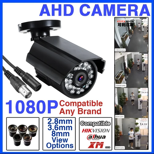 Imagen 1 del producto Cámara CCTV Coaxial de visión nocturna infrarroja HD 1920*1080P 2MP AHD impermeable al aire libre IP66 Mini con soporte monitoreo de seguridad