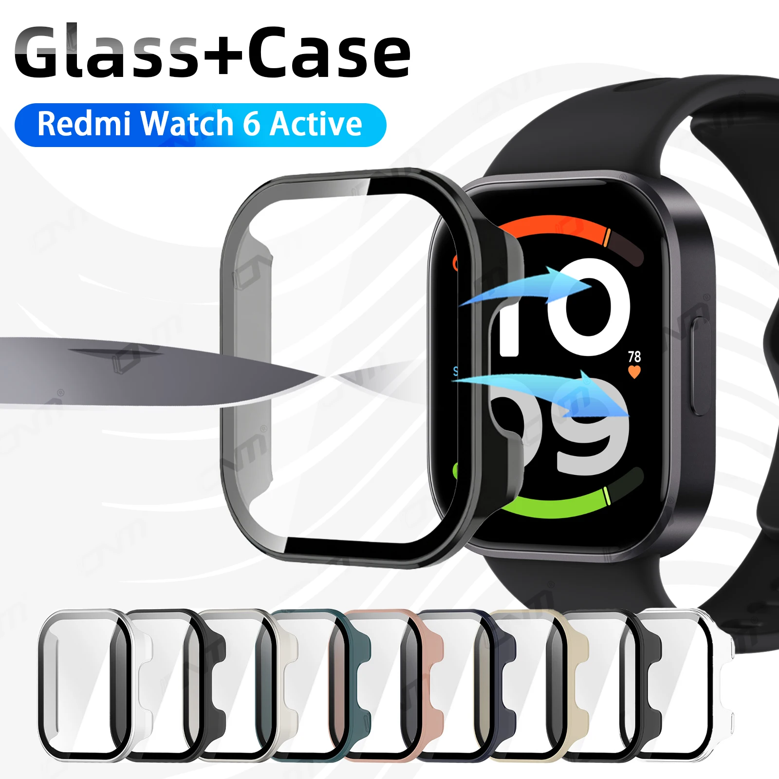 Hülle für Redmi Watch 6 Active, gehärtetes Glas Displayschutzfolie & harter PC-Schutzrahmen für Watch 6 Active Zubehör. – Detail 1