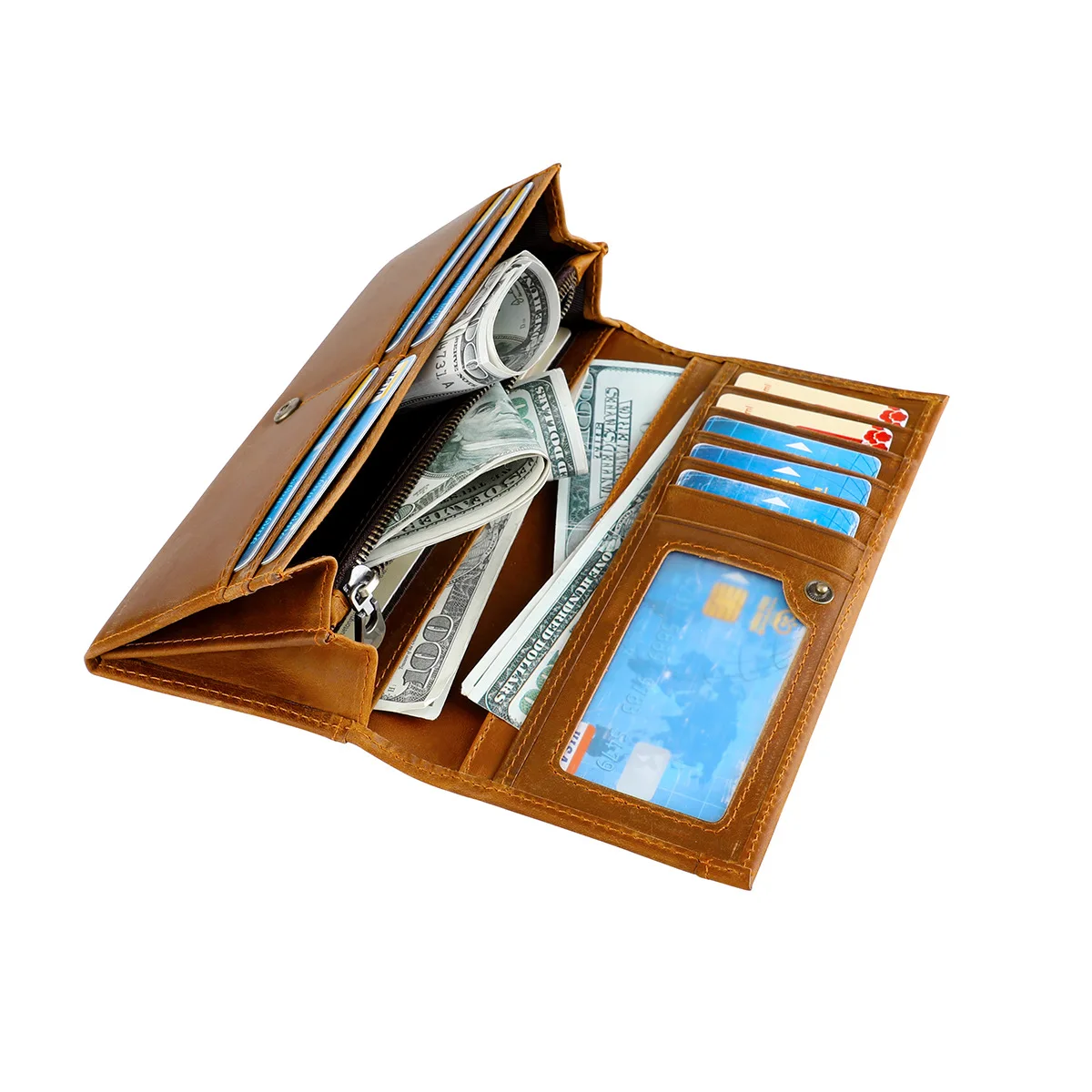 

Тонкий двойной кошелек унисекс из натуральной кожи с блокировкой RFID, слоты для нескольких карт, органайзер в европейском стиле, кожаный кошелек Crazy Horse