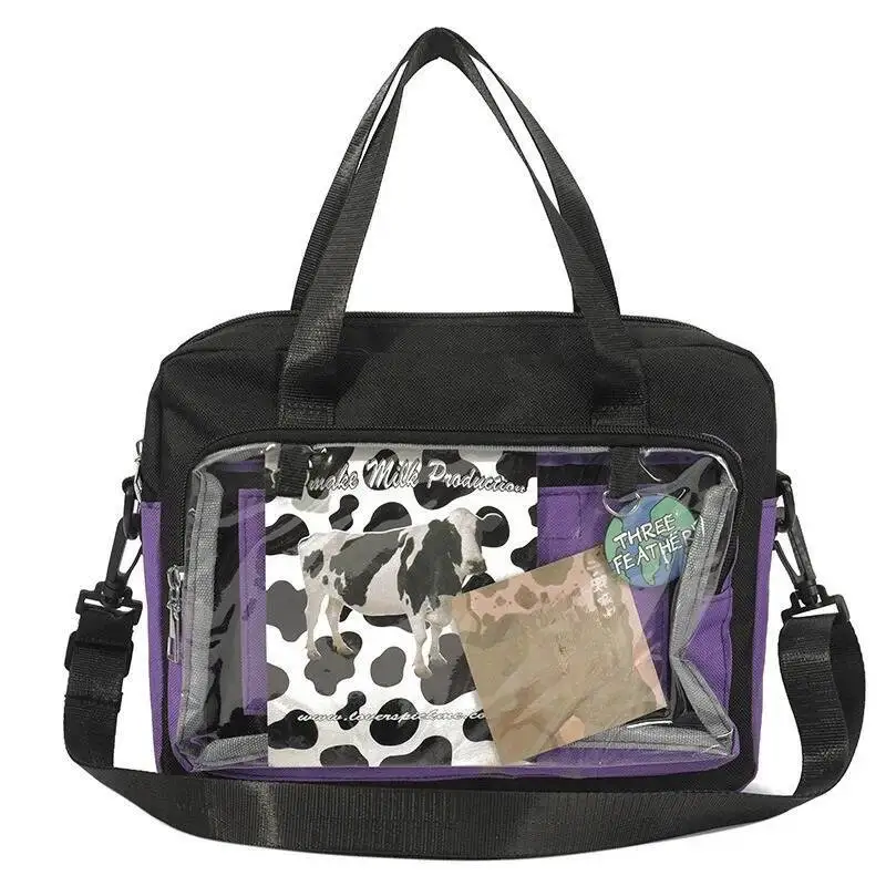 اليابانية الحلو Kawaii الفتيات الكتف حقائب كروسبودي المرقعة التباين اللون Ita حقيبة شفافة Y2k الجمالية حقائب الظهر النساء