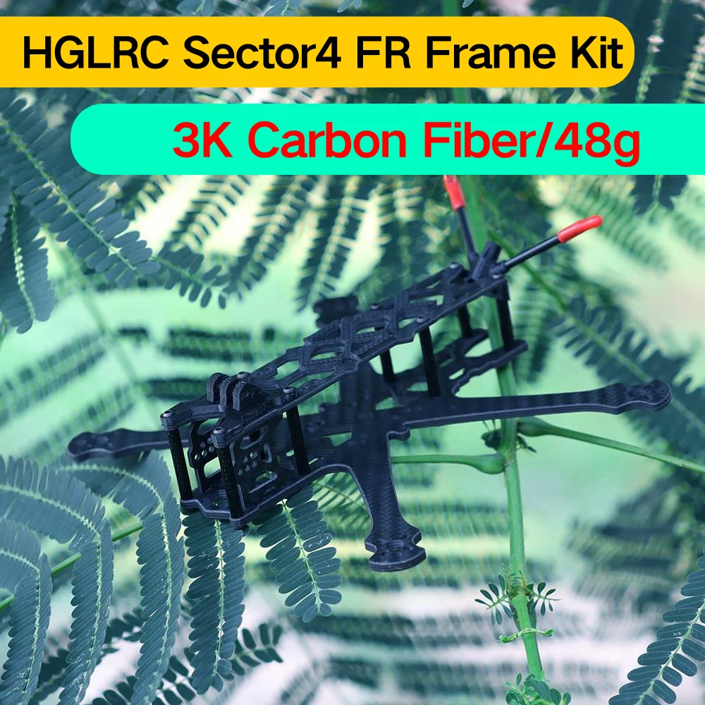 

HGLRC Sector4 FR 4 дюйма 178 мм FPV комплект рамы с 3 мм рычагом 3K Углеродное волокно совместимый 4-дюймовый Пропеллер для FPV гоночного дрона