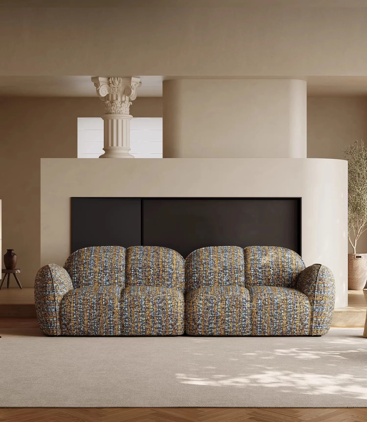 

Modern Minimalist Style Torsha Art Three-seater Inline Row Home Large Living Room 2026 Original Patent