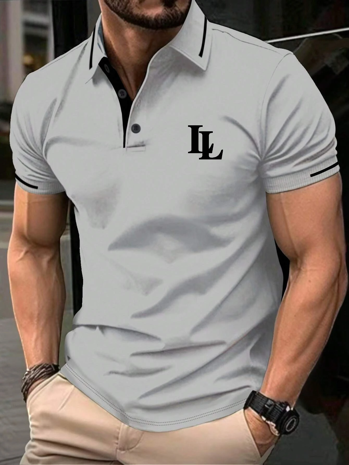 Nowa letnia koszulka polo męska z kołnierzykiem na guziki z krótkim rękawem Casual Sports Solid Color Stójka Trend T-Shirt dla mężczyzny