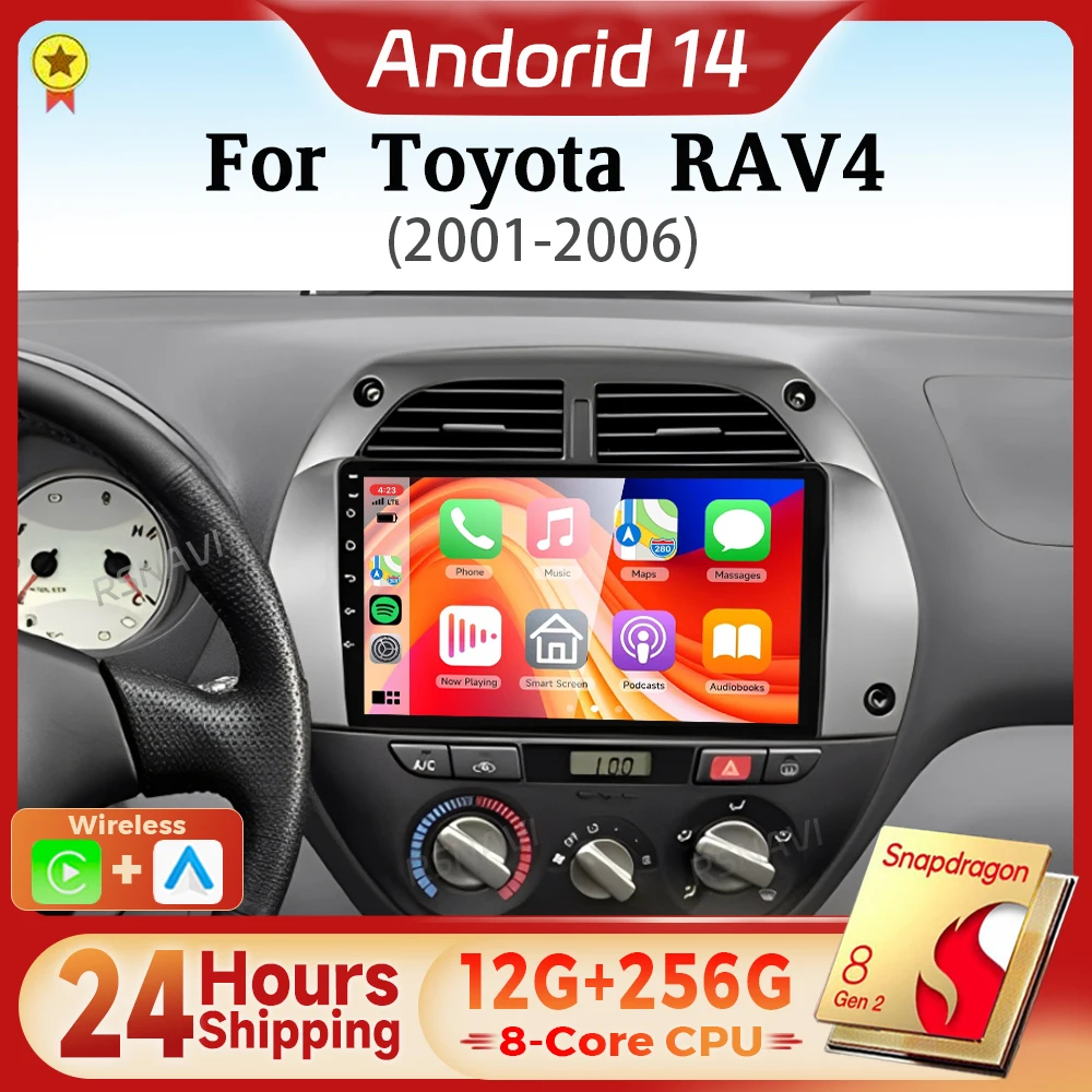 

Android 14 Carplay Car Radio For Toyota RAV4 Rav 4 2001 2002 2003 2004 2005 2006 Multimedia GPS Player Stereo DSP Head Unit BT Autoradio