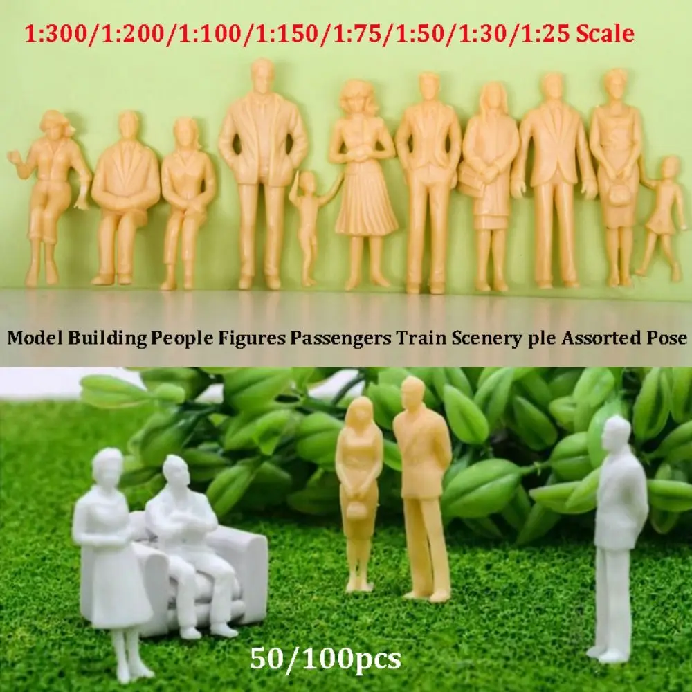 100pcs 1:300/1:200/1:100/1:150/1:75/1:50/1:30/1:25 Scale Model Building People Figures Mixed Color Colorful Standing People