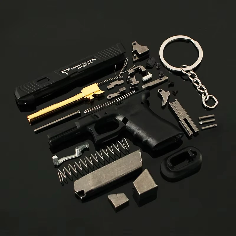 1:3 Semi Alloy G34 TTI Pistol Model 1911 G17 Keychain Disassemble Mini Gun Toy Craft Bag Pendant for Chlidren Adults