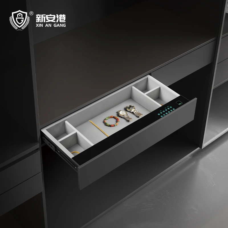 Good Quality Lithium Battery Charging Fingerprint Password Drawer Hidden Compartment Safe For Hotel