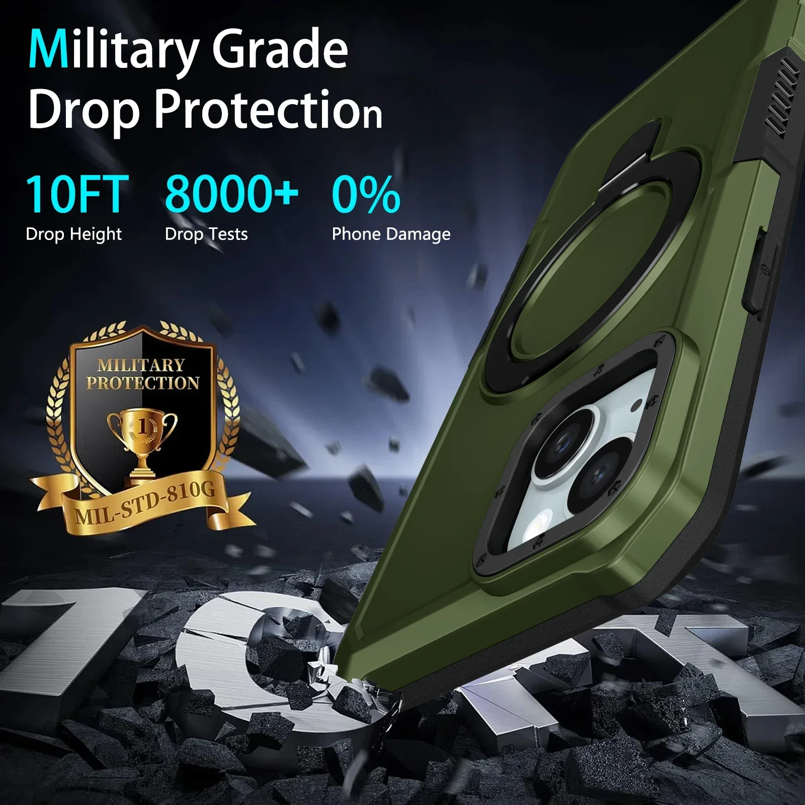 Stoßfeste Ständer-Telefon-Schutzhülle für iPhone 16 Plus Pro Max 15 14 13 Auto-Magnetfunktion Heavy Duty Armor OTT Cover Box