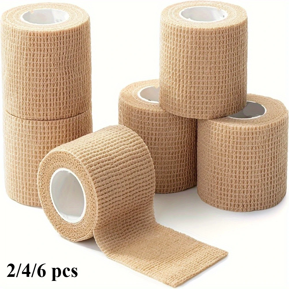 Elastic Bandage Wraps  2/4/6Pcs  Secure Fit Muscle Support Bandages  Home Travel Office Sports Protective First Aid Supplies