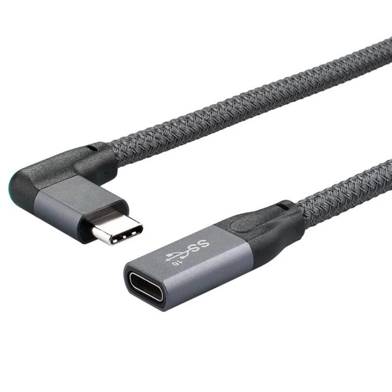 100W PD 5A Curved USB3.1 Type-C Extension Cable 4K @60Hz 10Gbps USB-C Gen 2 Extender Cord for Macbook HP Laptop 20CM