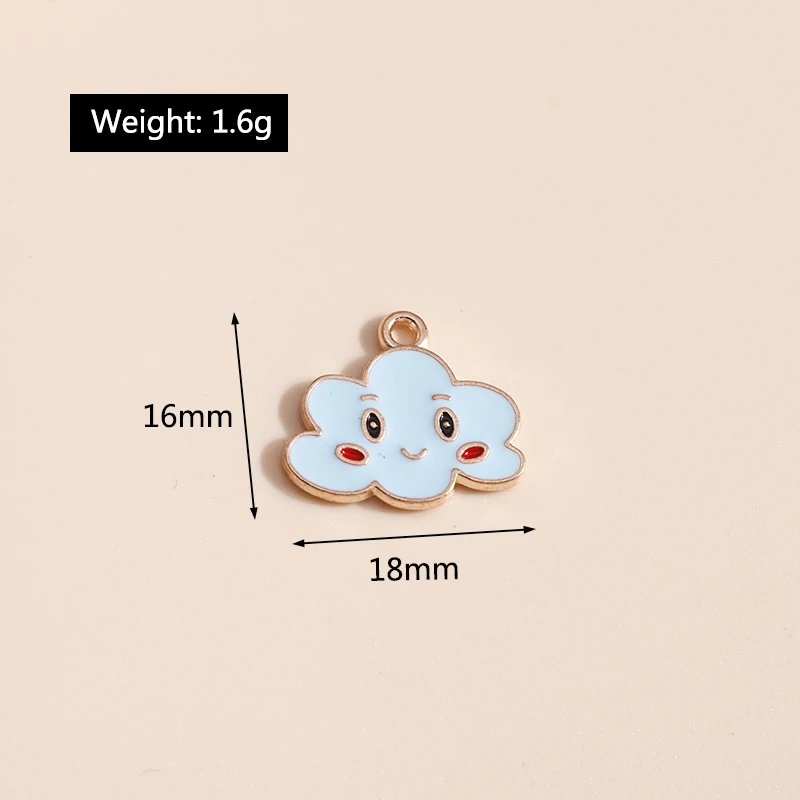 Leslie 10pcs Emaille rosa Sonne Mond Sterne Lächeln Wolke Charms Anhänger für DIY Ohrring Armband Halskette handgemachte Schmuck Ergebnisse – Detail 9