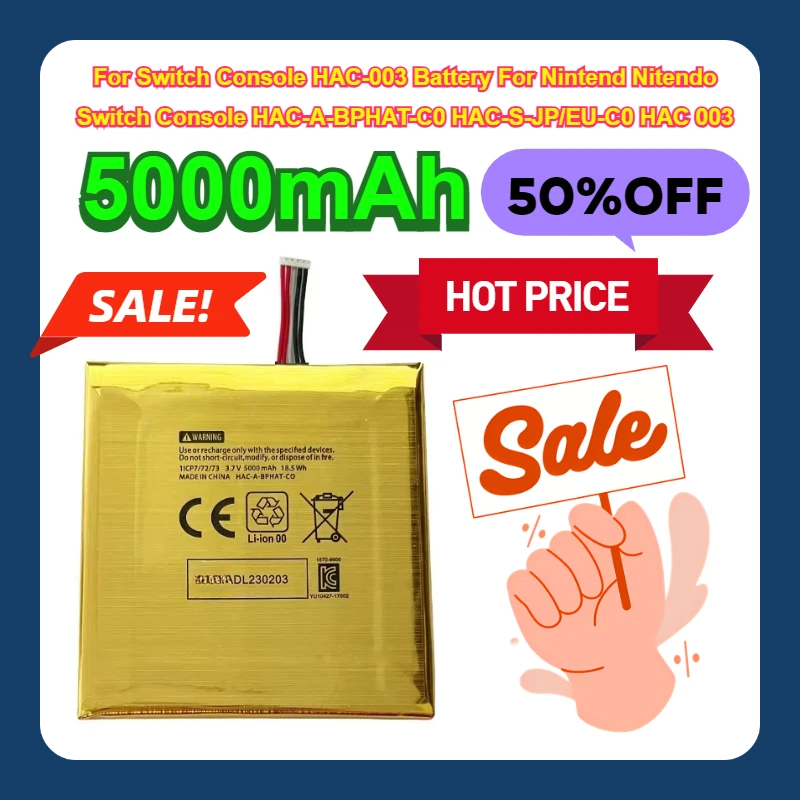 5000mAh HAC-001 3pcs For Switch Console HAC-003 Battery For Nintend Nitendo Switch Console HAC-A-BPHAT-C0 HAC-S-JP/EU-C0 HAC 003