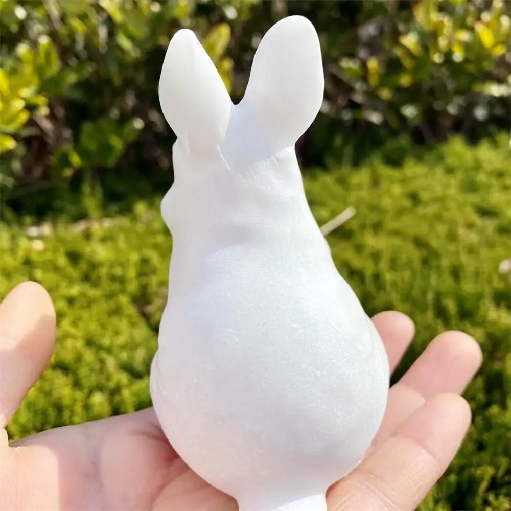 10CM Natural White Marble Jade Rabbit Crystal Animal Fish Tank Landscaping Carving Healing Christmas Home Decoration Gift 1pcs