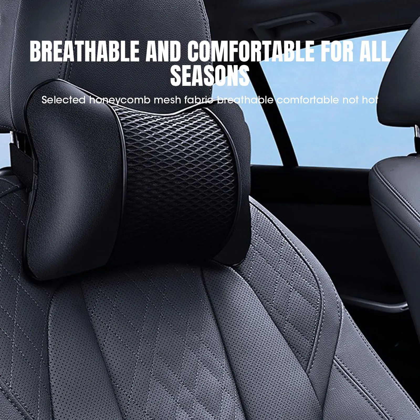 

Car Universal Seat Headrest Double Side Pu Leather Neck Memory Pillow Head Support Protector Cushion Auto Travel Accessories