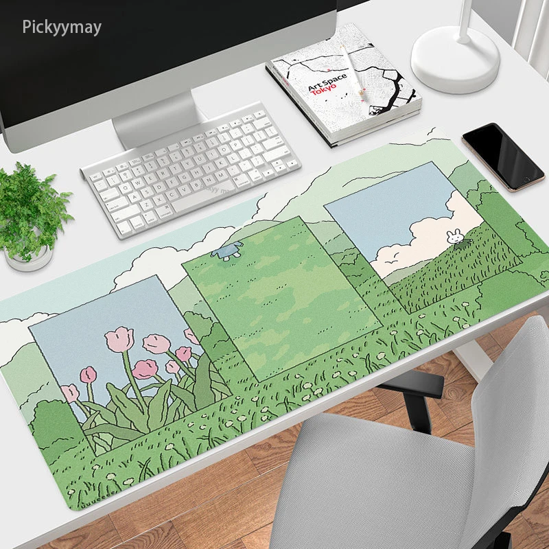 Kawaii planta mouse pad anime grande acessórios de jogos overlock computador teclado do computador gamer bonito tapete de mesa mause mousepad antiderrapante