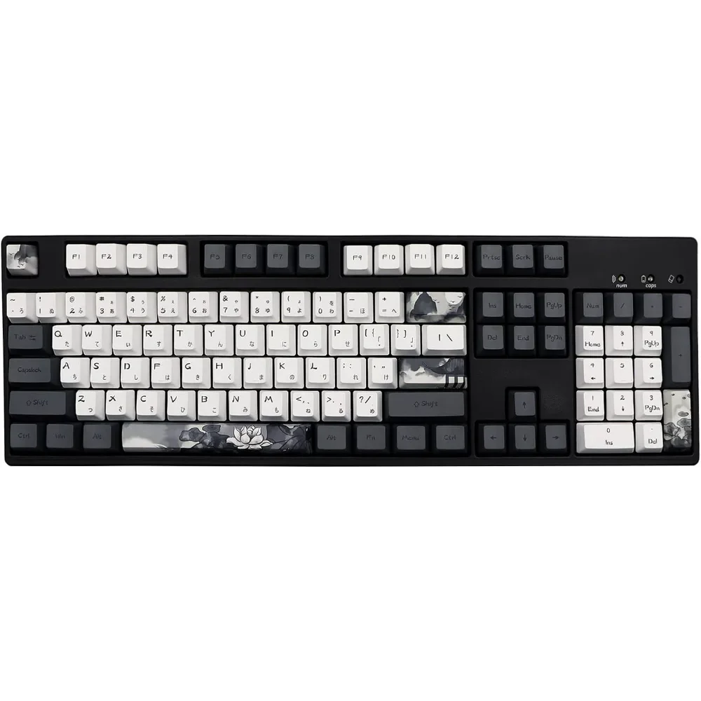 Imagem -04 - Art Ink Lotus Teclado Mecânico Sublimação de Tintura Keycaps Oem Pbt Fits Gk61 68 87 96 104 108 140 Chaves