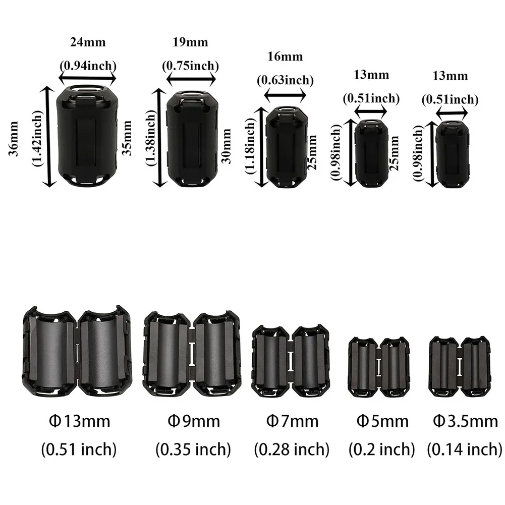 Cable Noise Suppressor Set of 35 Clip On Ferrites Designed to Enhance Signal Quality Across Different Applications
