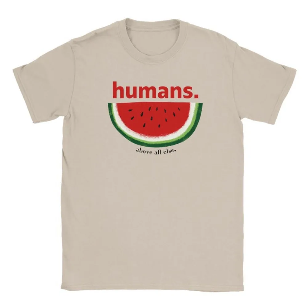 Humans Above All Else Watermelon Classic Unisex Crewneck T-shirt Short Sleeve T-shirts Unisex Women Men Cotton Tops