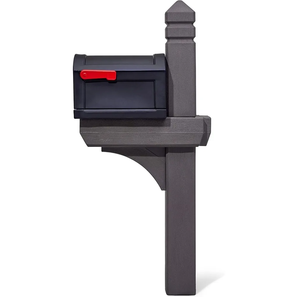 Extra Large Mailbox & Post, Weather Resistant, Large Outdoor Mailboxes, Made of Durable Plastic, Easy to Install, Flag Included