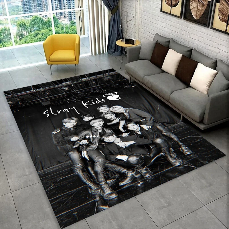 

Kpop Stray Kids Music Star Carpet Rug for Playroom Bedroom Living Room Sofa Home Decor,kid Area Rug Non-slip Floor Mat Gift