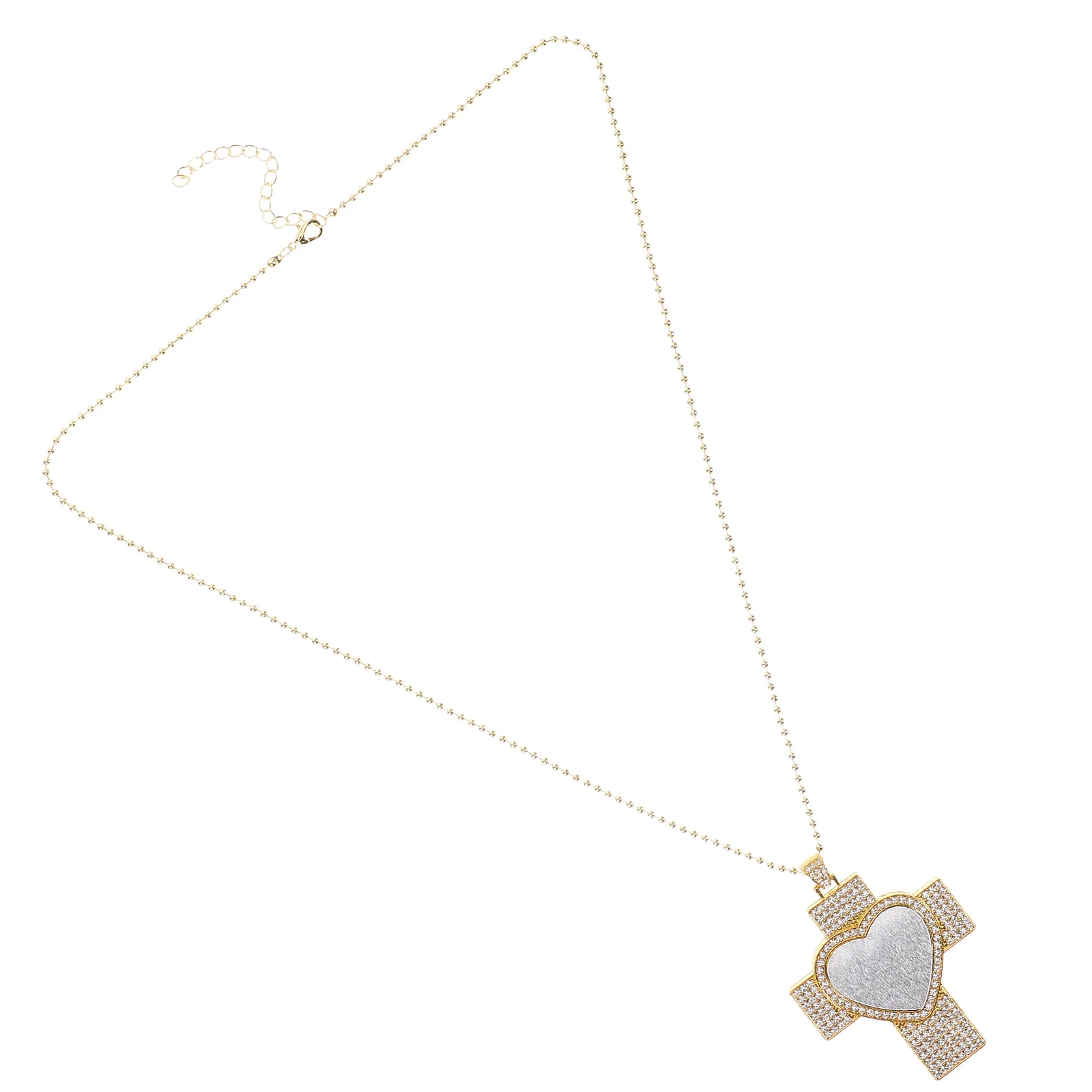 

Heat Transfer Rhinestone Sublimation Blank Heart Shape Photo Choker Vintage Cross Necklaces For Women Travel