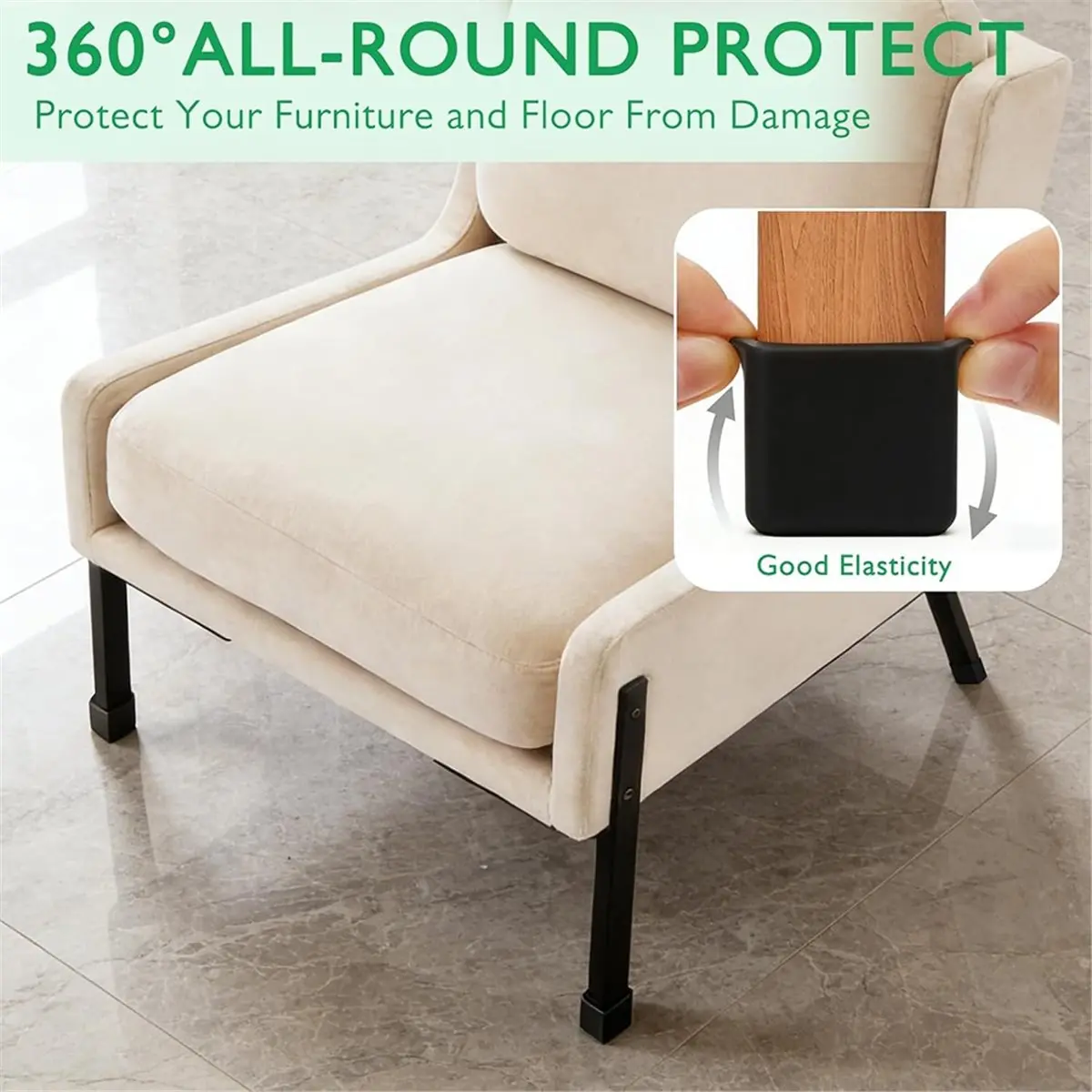 2026 New 50PCS Square Table Leg Pads / Chair & Stool Leg Covers / Furniture & Cabinet Foot Protectors - 30x30 mm