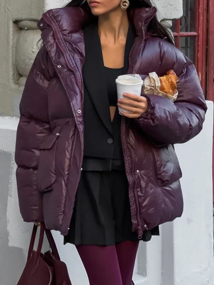 

Повседневное однобортное теплое пальто на молнии с поясом, зимние женские куртки с карманами и длинными рукавами, модная толстая стеганая куртка для женщин