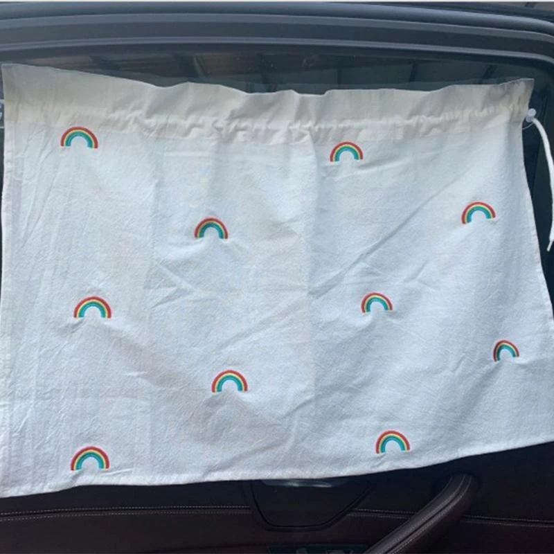 J15U سيارة الطفل للشمس الظل الستار شفط كأس السيارات الداخلية نافذة ظلة المطرزة حامي الأشعة فوق البنفسجية للحماية من الشمس #5