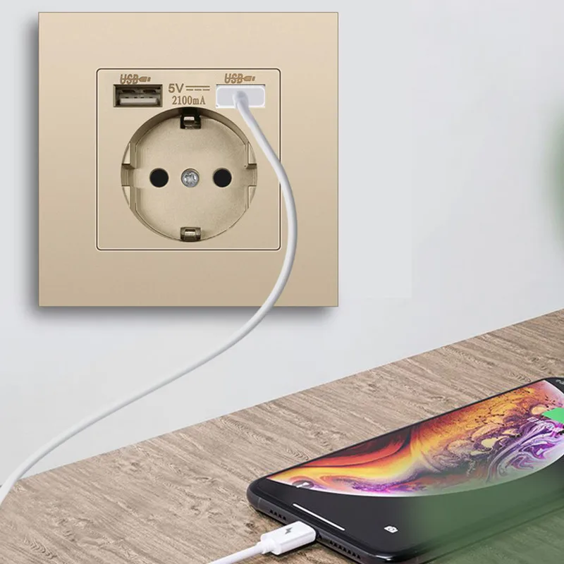 DepoGuye-toma de corriente Usb de 2.1A para el hogar, adaptador de enchufe de pared, CA 110V-250V 16A, enchufe coreano con Usb incorporado