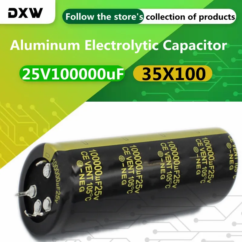 1PCS 25V100000uF 35X100 High Quality Large Capacity Aluminum Electrolytic Capacitor 4PIN 100000uF