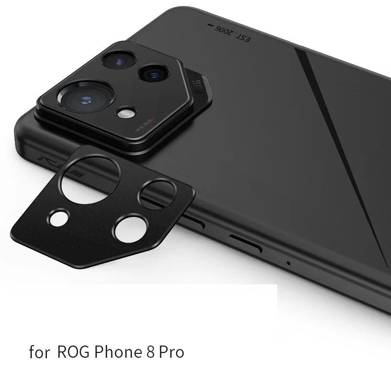 

for Asus ROG Phone 8 Pro Camera Bezel Cover Hollow Lens Protector Cap Sticker Super Slim Anti Scratch Black Metal Film