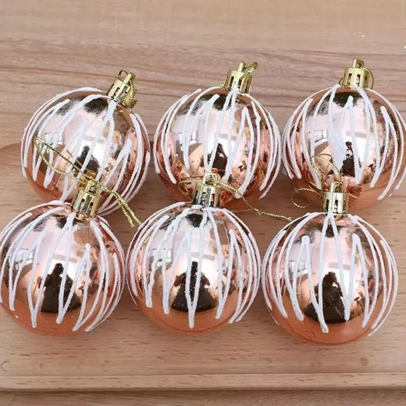 6pcs 6cm Painted Christmas Balls Set Cartoon Mini Electroplated Christmas Hanging Balls  Christmas DIY Crafts Balls