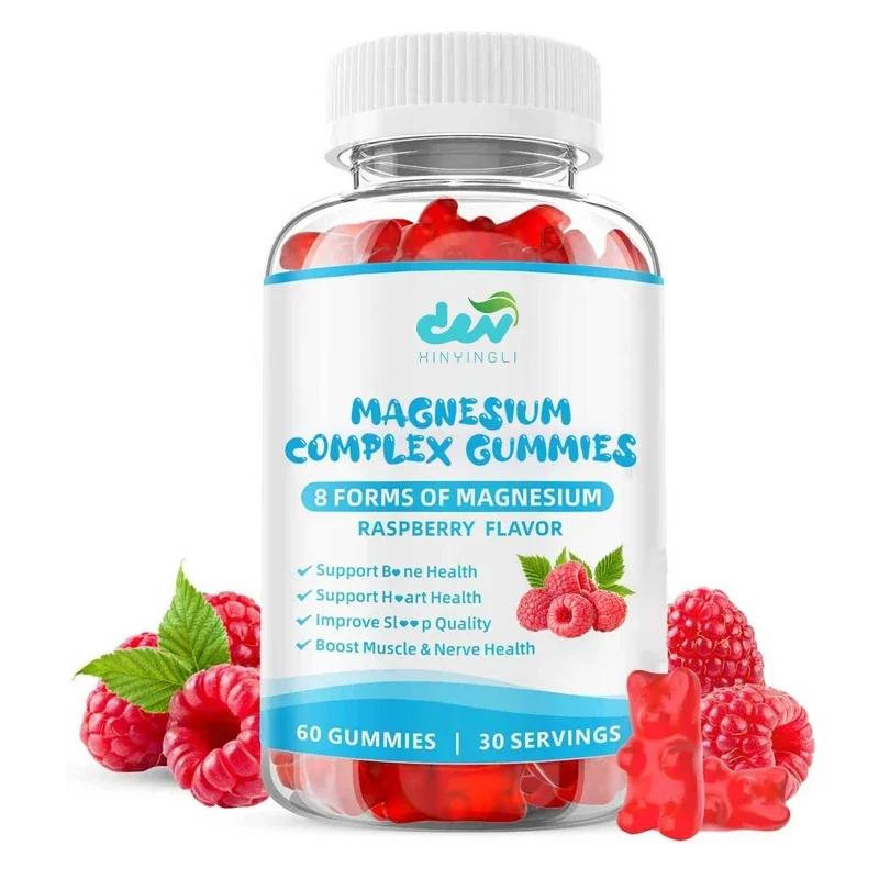 Caramelo blando compuesto de magnesio con 8 elementos 1000 mg - Glicina de magnesio, ácido cítrico, taurina, adecuado para la salud ósea, sin OGM