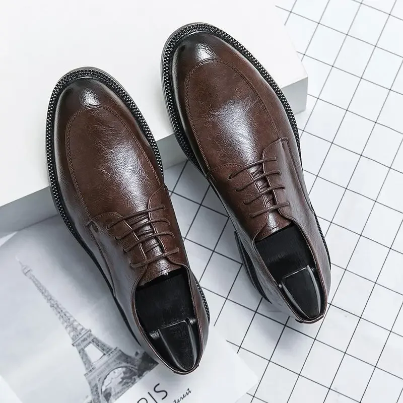 

Men's Real Derby Shoes Business Style Black Tie Dress Oxford Shoes Men's Shoes Moccasins Luxury