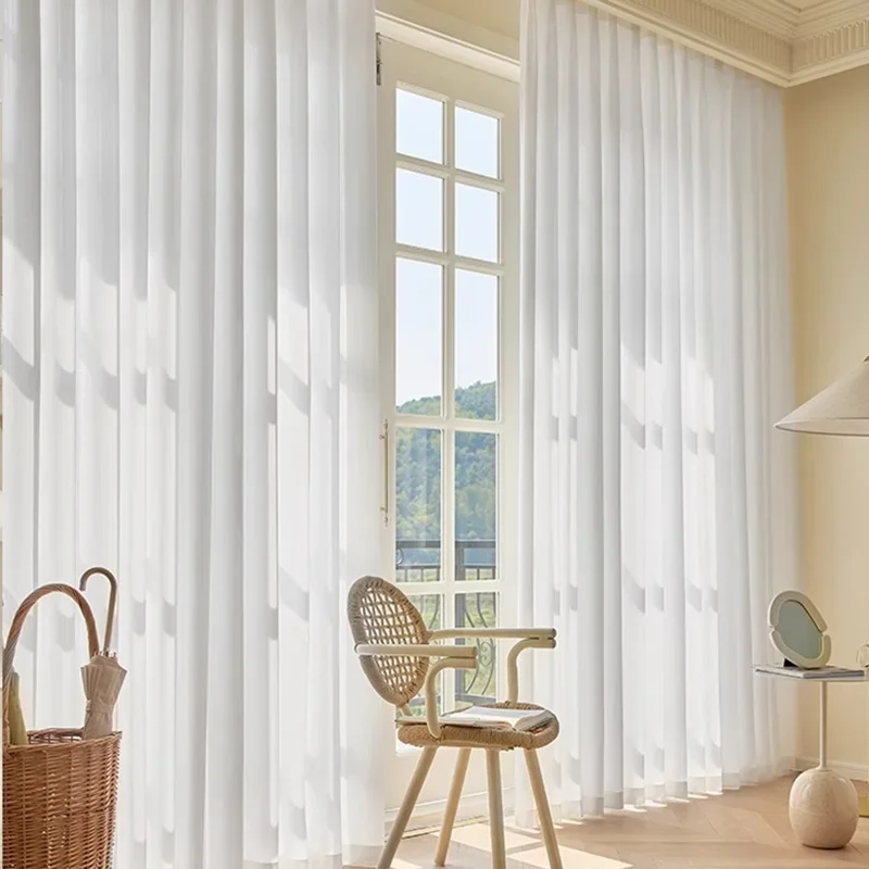 Rideaux transparents blancs anti-UV à œillets, voiles pour chambre à coucher et salon, draperies de fenêtre opaques exquises
