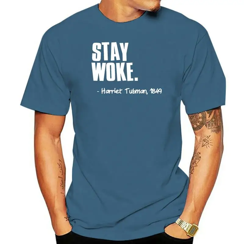 Stay Woke Afro Team Natural Hair Black Pride T Shirt For Women Hipster Letters Comic Women Tshirts Classic Clothing Short-Sleeve