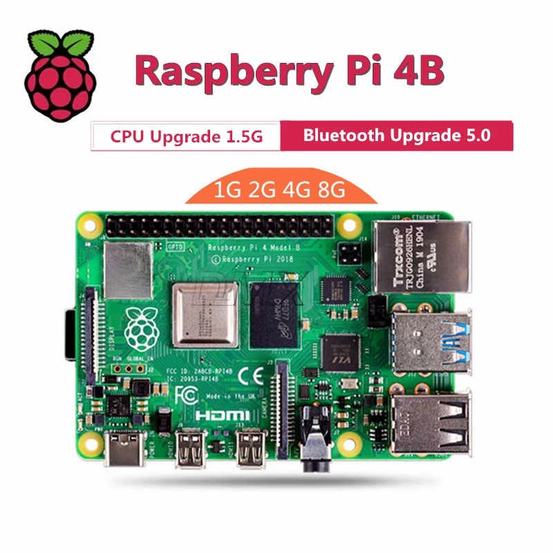 Official Original Raspberry Pi 4 Model B 4b 8GB 4GB 2GB 1GB RAM BCM2711 Quad Core Cortex-A72 ARM Support WIFI Bluetooth 5.0