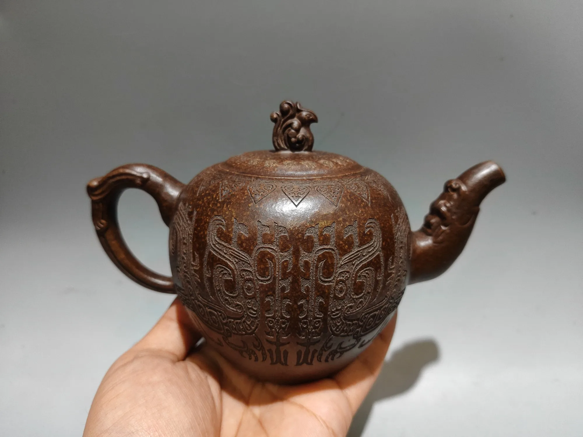

Old Chinese Handicraft Enameled YiXing Zisha (red stoneware) Teapot,Flying bird teapot,with mark, Free shipping